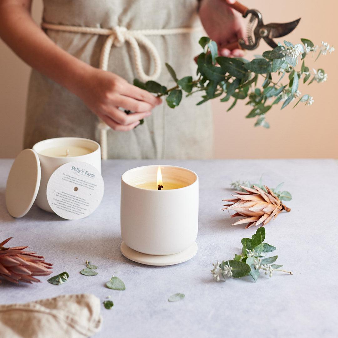 Australian Flora Botanical Candle-Botanical Candle-Polly's Farm-White-Pollys Farm