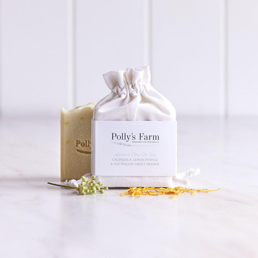 Calendula, Lemon Myrtle & Australian Sweet Orange Soap-Bar Soap-Polly's Farm-Packaged $15.50-Pollys Farm