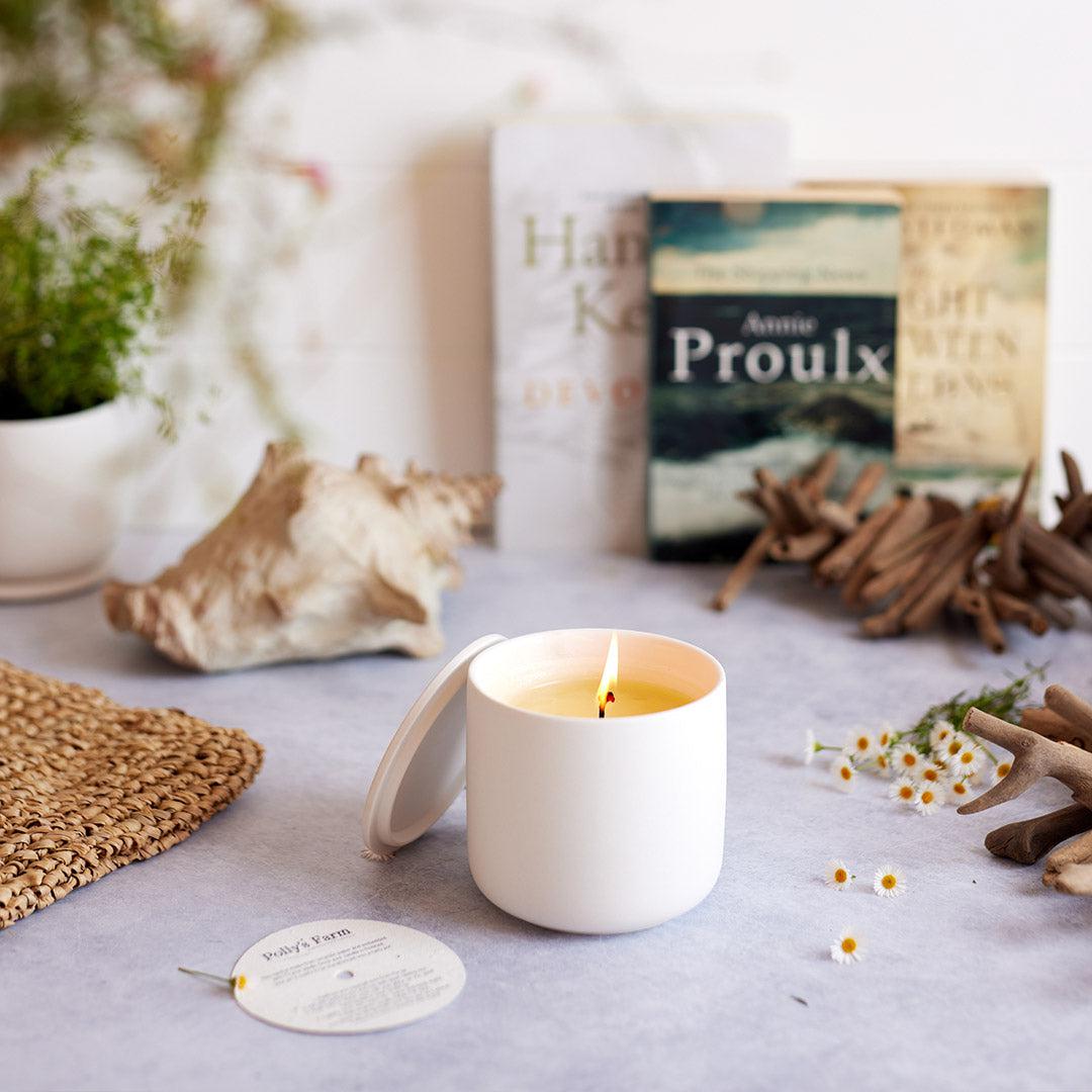 Calming Blend Botanical Candle-Botanical Candle-Polly's Farm-White-Pollys Farm