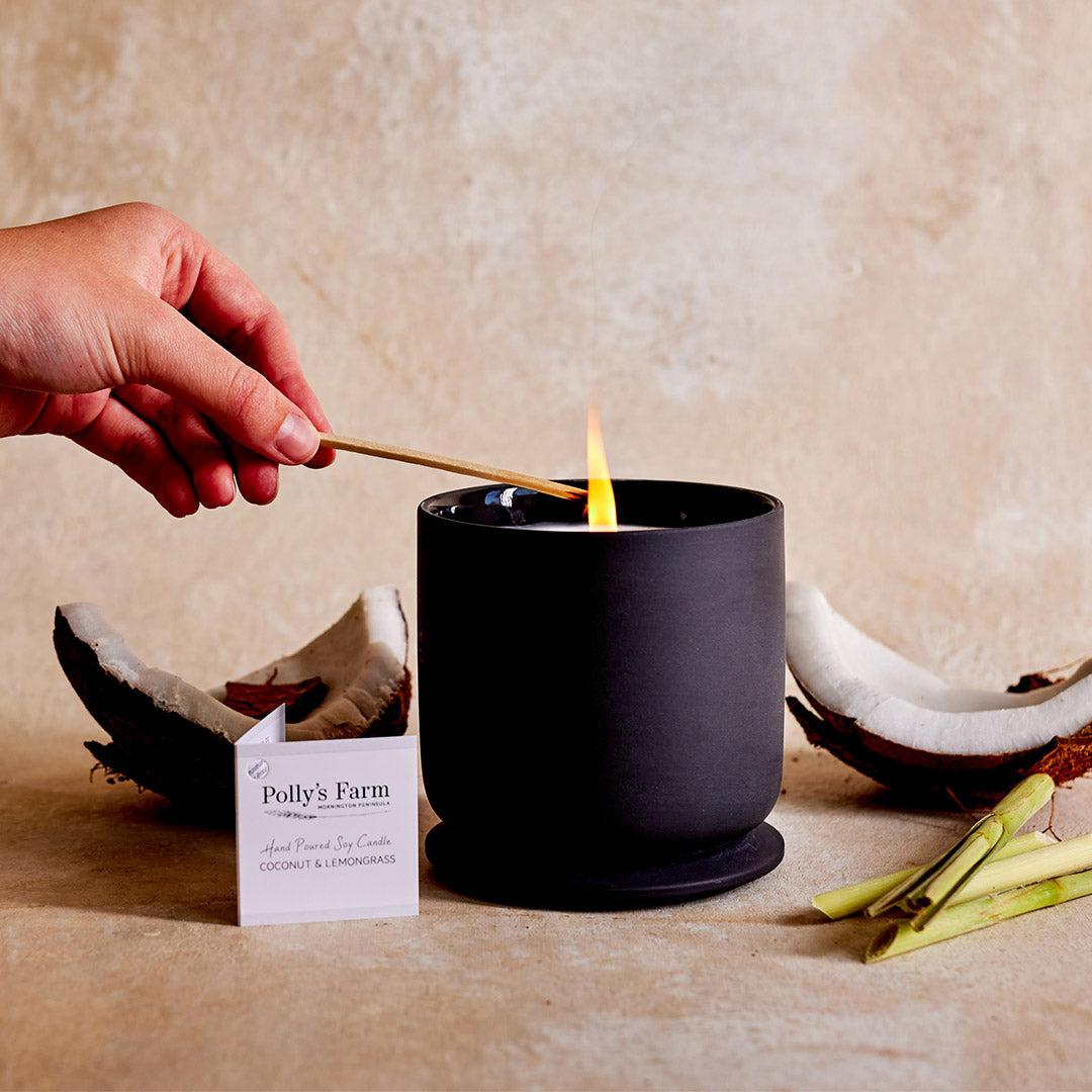 Coconut & Lemongrass Botanical Candle-Botanical Candle-Polly's Farm-Charcoal-Pollys Farm