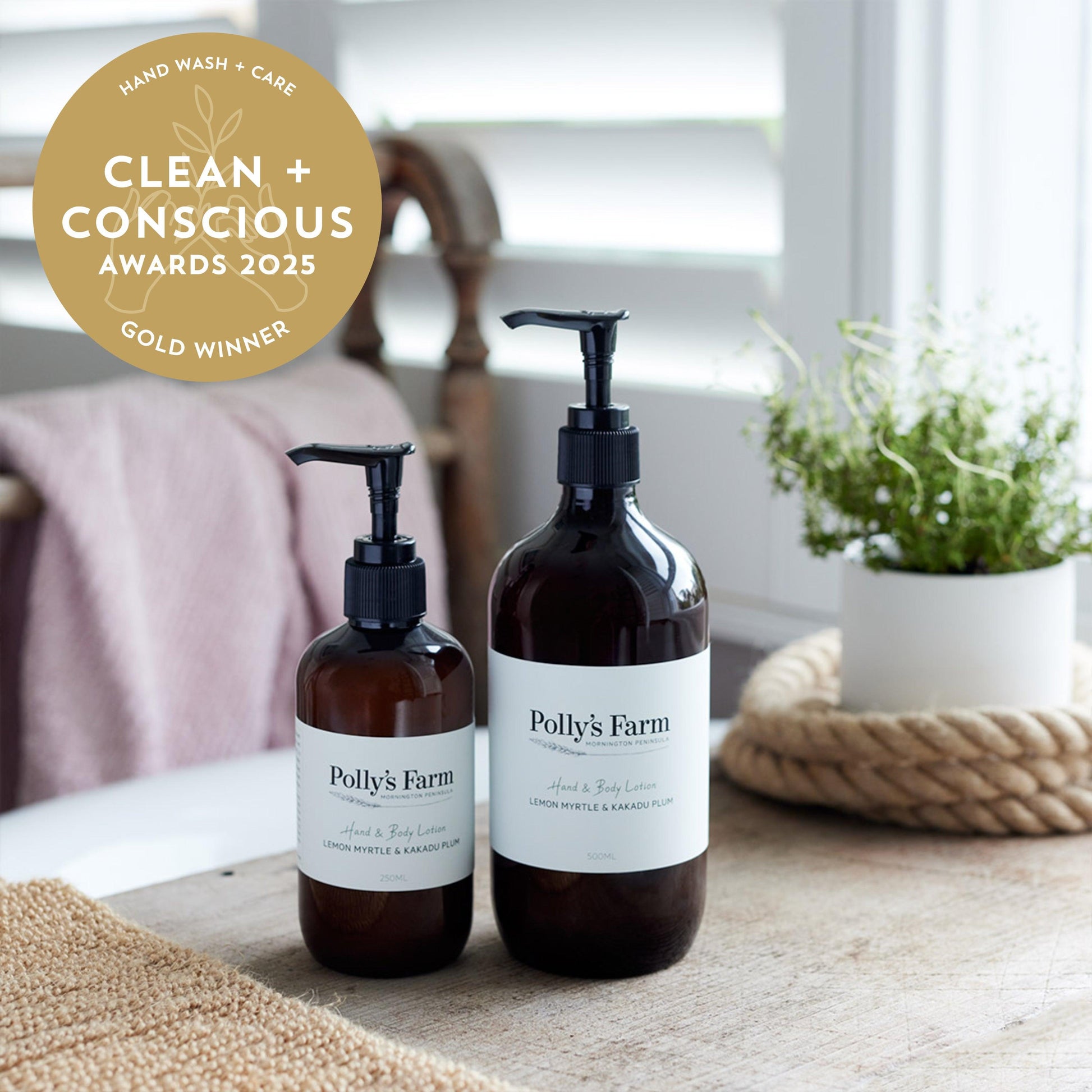 Lemon Myrtle & Kakadu Plum Hand & Body Lotion-Hand & Body Lotion-Polly's Farm-250ml Bottle $39.00-Pollys Farm